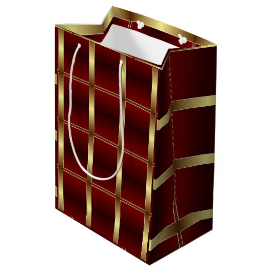 Eenvoudig goud en geborduurde monogrammen medium cadeauzakje (Achterkant Gekanteld)