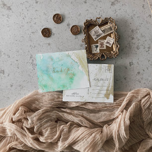 Eenvoudig Goud en Groen Minimalist Dank u Briefkaart