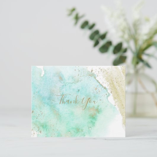 Eenvoudig Goud en Groen Minimalist Dank u Briefkaart (Staand voorkant)