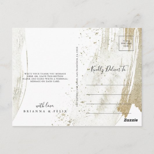 Eenvoudig Goud en Groen Minimalist Dank u Briefkaart (Achterkant)