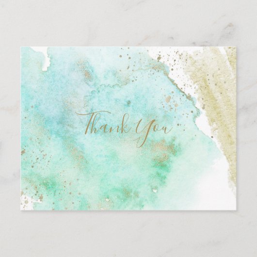 Eenvoudig Goud en Groen Minimalist Dank u Briefkaart (Voorkant)