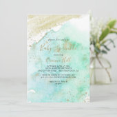 Eenvoudig Goud en Groen Minimalistisch Baby Sprink Kaart (Staand voorkant)