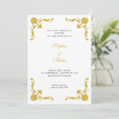 Eenvoudig goud- en White Art Deco Wedding Kaart (Staand voorkant)