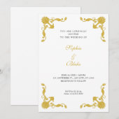 Eenvoudig goud- en White Art Deco Wedding Kaart (Voorkant / Achterkant)