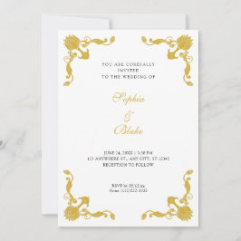 Eenvoudig goud- en White Art Deco Wedding Kaart