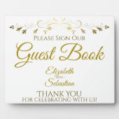 Eenvoudig goud en wit Gelieve te ondertekenen het  Fotoplaat (Voorkant)