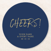 Eenvoudig goud- en zeekwarts Volwassenfeest Ronde Kartonnen Onderzetter (Voorkant)