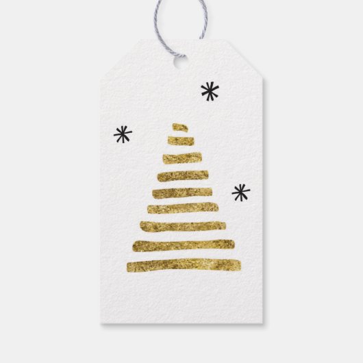 Eenvoudig goud en zwarte kerstboom van en naar cadeaulabel (Achterkant)