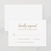 Eenvoudig goud formele legante bruiloft RSVP kaartje (Voorkant / Achterkant)