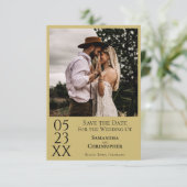 Eenvoudig Goud Geel Modern Minimaal Foto Bruiloft Save The Date (Staand voorkant)