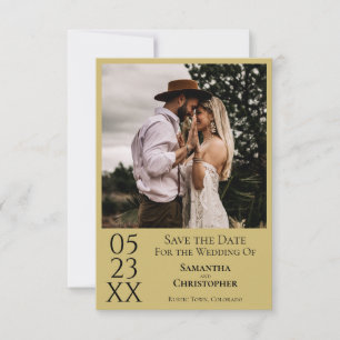 Eenvoudig Goud Geel Modern Minimaal Foto Bruiloft Save The Date