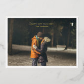 Eenvoudig GOUD GELUKKIG NIEUWJAAR Foto Lijst Custo Folie Feestdagenkaart (Voorkant)