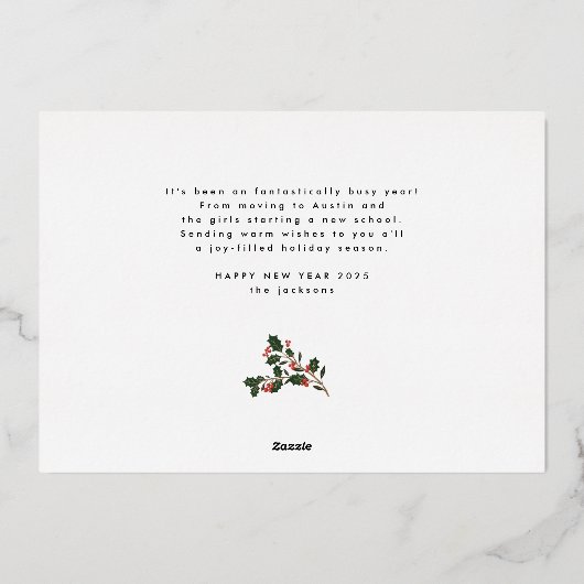 Eenvoudig GOUD GELUKKIG NIEUWJAAR Foto Lijst Custo Folie Feestdagenkaart (Achterkant)