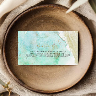 Eenvoudig Goud & Groen Baby shower Boekaanvraag Informatiekaartje