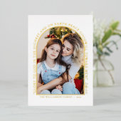 Eenvoudig Goud Groen Fotocollage Kerstmis Folie Feestdagenkaart (Staand Voorkant)