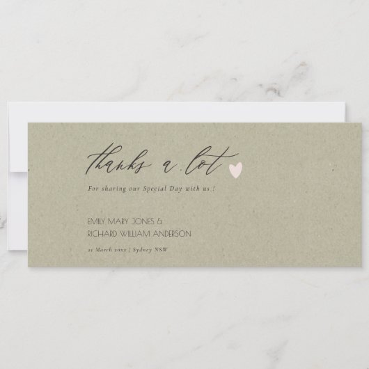 EENVOUDIG GOUD HART KRAFT TROUW BEDANKT KAART (Voorkant)