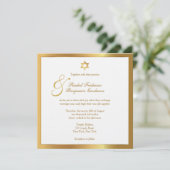 Eenvoudig goud - Joodse huwelijksuitnodiging Kaart (Staand voorkant)