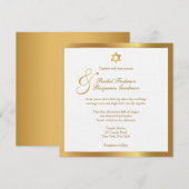 Eenvoudig goud - Joodse huwelijksuitnodiging Kaart (Voorkant / Achterkant)