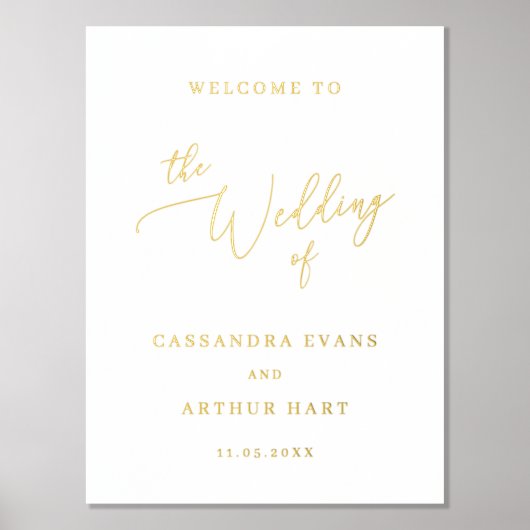 Eenvoudig goud klassieke legante bruiloft folie afdrukken (Voorkant)