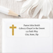 Eenvoudig Goud Kruis Kerk Pastor Retouradres Etiket (Insitu)