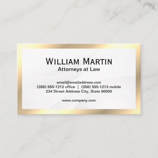 Eenvoudig goud Lijst Metallic Visitekaartje (Voorkant)