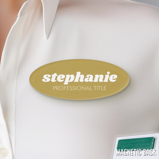 Eenvoudig goud met scriptnaam en titel naambadge