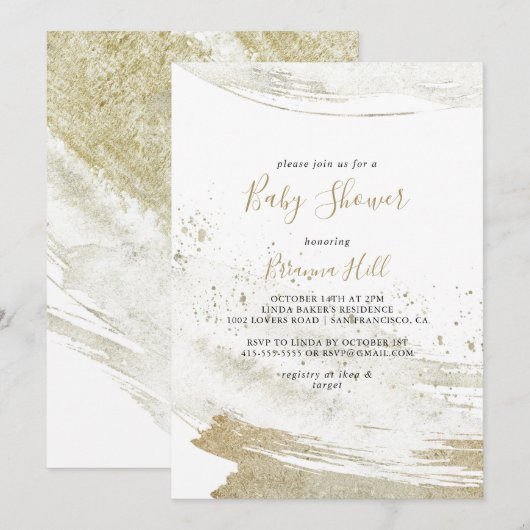 Eenvoudig goud minimalistisch Baby shower Kaart (Voorkant / Achterkant)