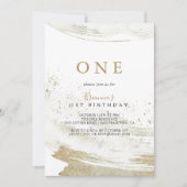 Eenvoudig Goud Minimalistisch Eerste Verjaardagsfe Kaart (Voorkant)