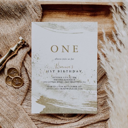 Eenvoudig Goud Minimalistisch Eerste Verjaardagsfe Kaart