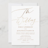 Eenvoudig Goud Moderne Kalligrafie Fotobruiloft Kaart (Voorkant)