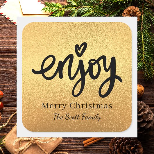 Eenvoudig Goud Moderne Typografie Kerst Bakken Vierkante Sticker