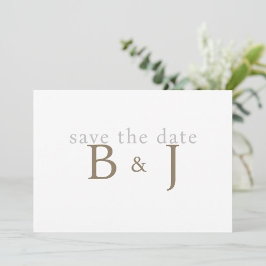 Eenvoudig goud monogram Ik sla de datum op Save The Date (Staand voorkant)