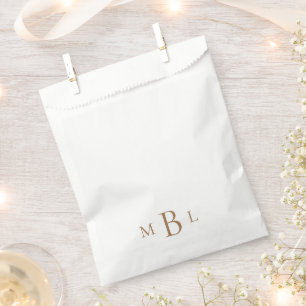Eenvoudig Goud Monogram Wit Elegant Favor Bag Bedankzakje