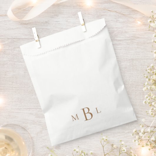 Eenvoudig Goud Monogram Wit Elegant Favor Bag Bedankzakje (Geknipt)
