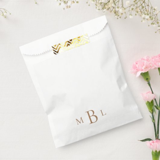 Eenvoudig Goud Monogram Wit Elegant Favor Bag Bedankzakje (Gezegeld)