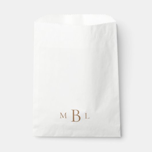 Eenvoudig Goud Monogram Wit Elegant Favor Bag Bedankzakje (Voorkant)
