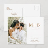 Eenvoudig Goud Monogram Wit Foto Opslaan van de Da Briefkaart (Voorkant / Achterkant)