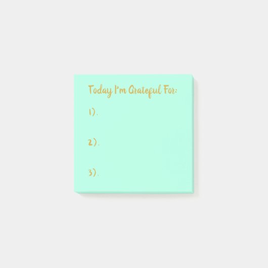 Eenvoudig goud op Light Turquoise Gratitude Post-it® Notes (Voorkant)