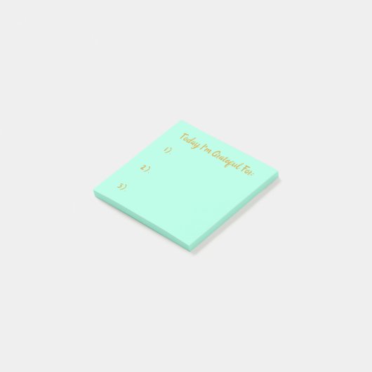 Eenvoudig goud op Light Turquoise Gratitude Post-it® Notes (Schuin)