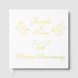 Eenvoudig goud op wit 50ste bruiloft Jubileum | Gastenboek