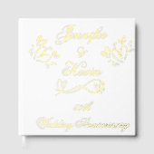 Eenvoudig goud op wit 50ste bruiloft Jubileum | Gastenboek (Voorkant)