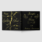 Eenvoudig goud op zwart 50ste bruiloft Jubileum | Gastenboek (Volledig)