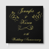 Eenvoudig goud op zwart 50ste bruiloft Jubileum | Gastenboek (Voorkant)