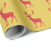 Eenvoudig Goud Rood Reinders Kerst Kerstmis Patroo Cadeaupapier (Rol Hoek)