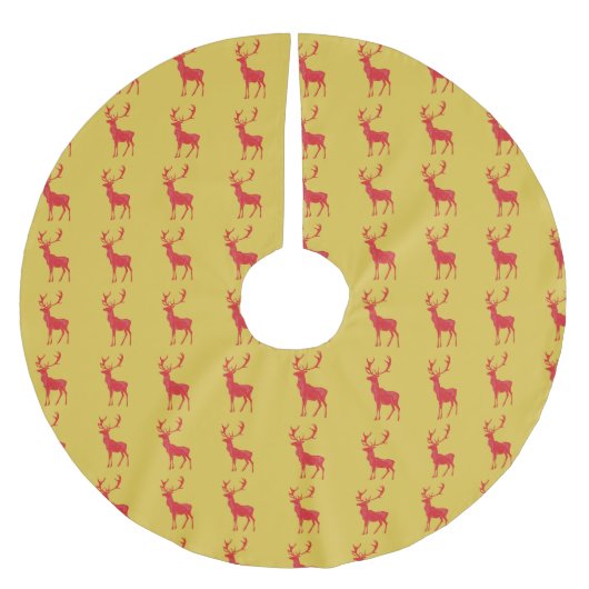 Eenvoudig Goud Rood Reinders Kerst Kerstmis Patroo Kerstboom Rok (Voorkant)