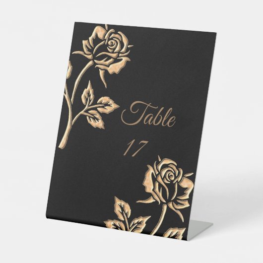 Eenvoudig Goud Roos Reclamebord Met Voetstuk (Voorkant)