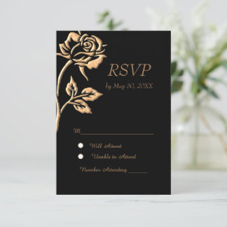 Eenvoudig Goud Roos RSVP Kaartje