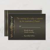 Eenvoudig goud RSVP kaartje (Voorkant / Achterkant)