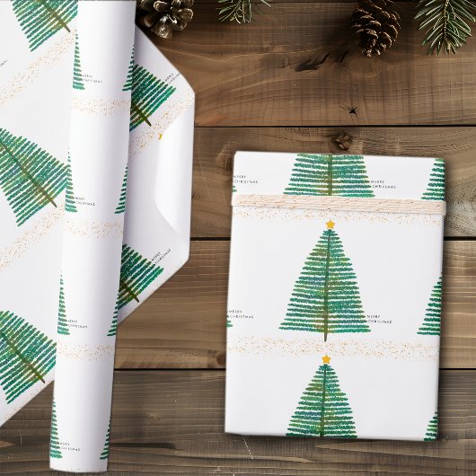 Eenvoudig goud Scandinavische kerstboom Cadeaupapier