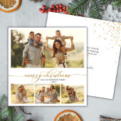 Eenvoudig Goud Script 4 Multi Photo Christmas Feestdagenkaart